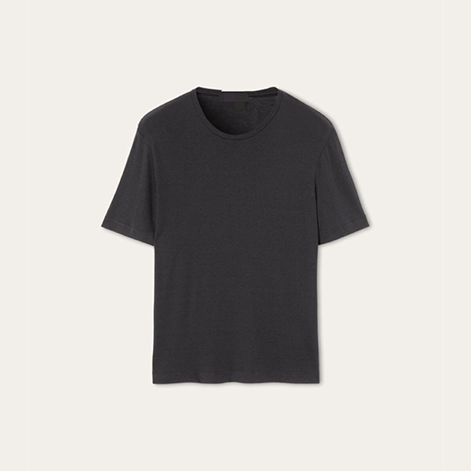 loro piana crew neck short sleeve silk cotton blended knit t-shirt